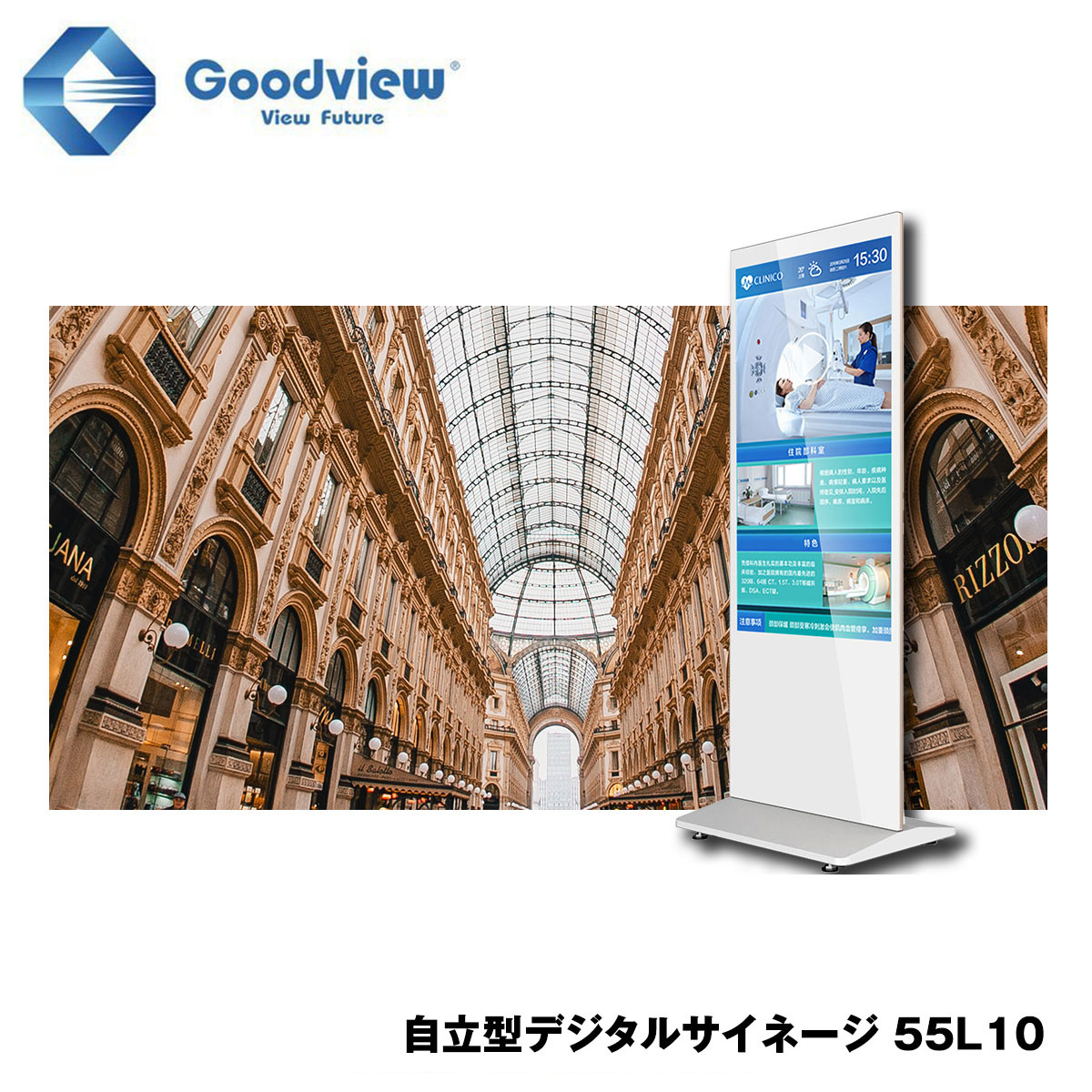 Goodview デジタルサイネージ タッチパネルサイネージ スタンド一体型 450カンデラ 55型【55L10】